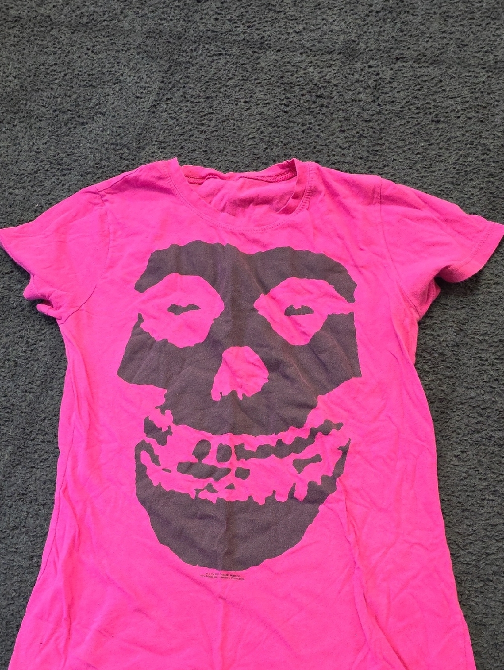 Ladies Medium Misfits Punk Band Pink Graphic Skull Tee T Shirt Stretchy C